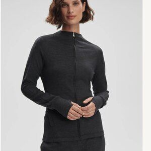NWT Varley Marja Zip-Through Sweat in Black Marl, size Small